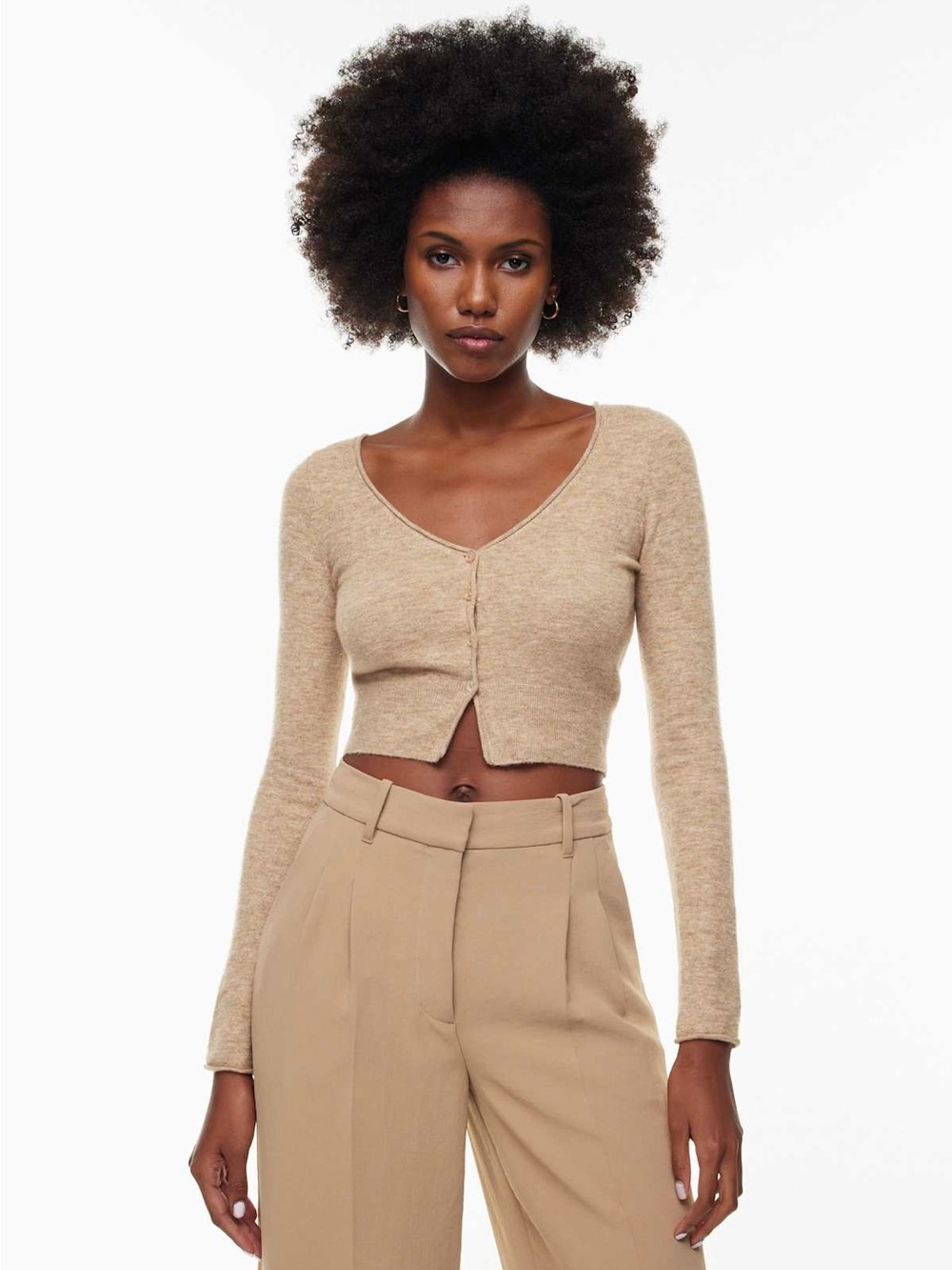 Aritzia Wilfred Santorini Cardigan Heather Tannin Small